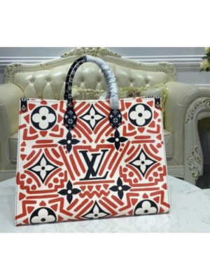 Louis Vuitton Replica M45358 LV Replica Crafty Onthego GM tote bag in Cream and Red Monogram Giant coated canvas