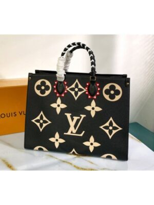 Louis Vuitton Replica M45373 LV Replica Crafty OnTheGo GM tote bag in Black Embossed grained cowhide leather