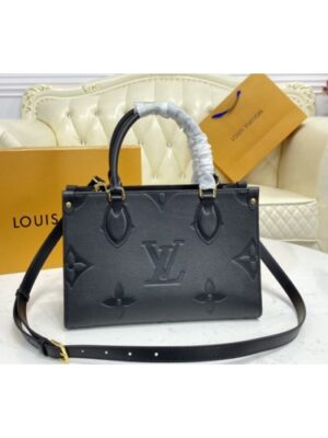 Louis Vuitton Replica M45660 LV Replica OnTheGo PM tote Bag in Black Monogram Empreinte leather