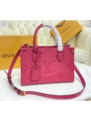 Louis Vuitton Replica M45660 LV Replica OnTheGo PM tote Bag in Freesia Pink Monogram Empreinte leather