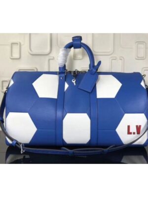 Louis Vuitton Replica M52187 LV Replica Epi Leather Keepall Bandouliere 50 Travel Bags Blue