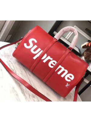 Louis Vuitton Replica M53419 x Supreme Keepall 45 Bandouliere Bags Red