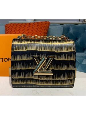 Louis Vuitton Replica M53725 LV Replica Twist PM chain bags Black Embossed and printed Epi leather