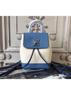 Louis Vuitton Replica M55017 Lockme Backpack Mini Soft Calfskin Bleu Jean