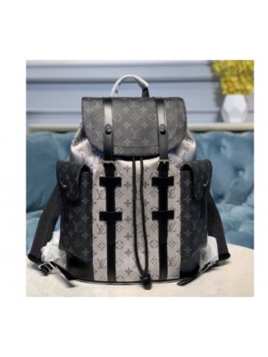 Louis Vuitton Replica M55699 LV Replica Christopher PM backpack in Black/SiLV Replicaer Monogram Eclipse Canvas