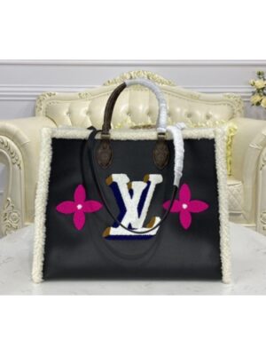 Louis Vuitton Replica M56958 LV Replica Onthego GM tote Bag in Black Cowhide Leather