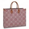 Louis Vuitton Replica M57185 LV Replica Since 1854 Onthego GM tote bag in Bordeaux Red Jacquard Since 1854 textile