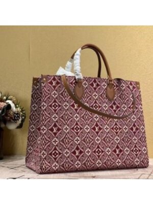 Louis Vuitton Replica M57185 LV Replica Since 1854 Onthego GM tote bag in Bordeaux Red Jacquard Since 1854 textile