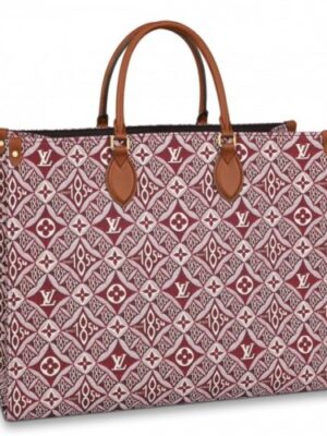 Louis Vuitton Replica M57185 LV Replica Since 1854 Onthego GM tote bag in Bordeaux Red Jacquard Since 1854 textile