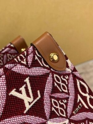 Louis Vuitton Replica M57185 LV Replica Since 1854 Onthego GM tote bag in Bordeaux Red Jacquard Since 1854 textile