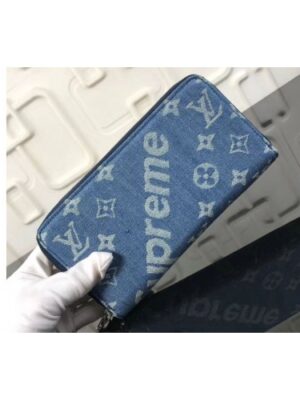 Louis Vuitton Replica M60017 LV Replica Monogram Denim Zippy Wallet Blue