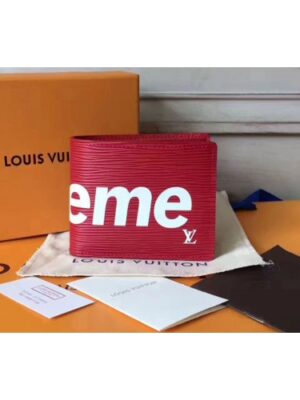 Louis Vuitton Replica M60332  Epi Leather x Supreme Wallet Red