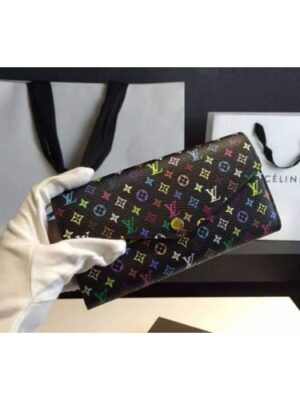 Louis Vuitton Replica M60668 Monogram Multicolore Sarah Wallet Black