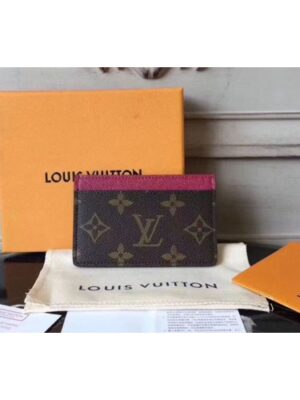 Louis Vuitton Replica M60703 LV Replica Card Holder Monogram Canvas Dark Red