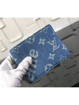 Louis Vuitton Replica M60895 LV Replica Monogram Denim Multiple Wallet Blue