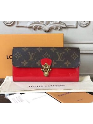 Louis Vuitton Replica M61719 Cherrywood Wallet Patent Leather With Monogram canvas Red