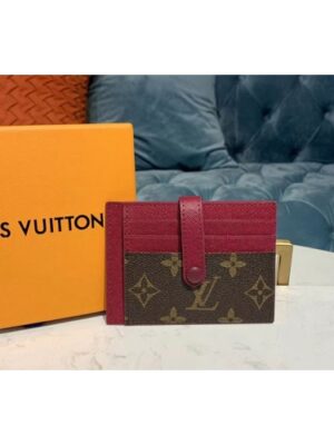 Louis Vuitton Replica M61730 LV Replica Card Holder Wallet Monogram Canvas And Red Calf Leather