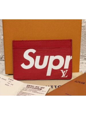 Louis Vuitton Replica M61733 X Supreme Double Card Holder Epi Leather Red