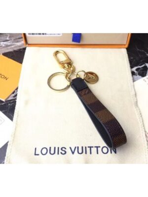 Louis Vuitton Replica M61950 LV Replica Damier Ebene Canvas Dragonne Bag Charm and Key Holder