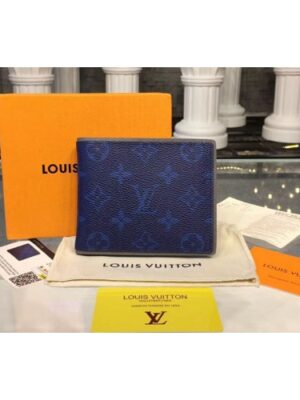 Louis Vuitton Replica M62239 LV Replica Multiple Wallet Monogram Eclipse Canvas Blue