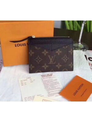 Louis Vuitton Replica M62257 LV Replica Zipped Card Holder Monogram Canvas Black