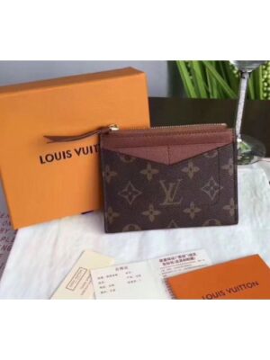 Louis Vuitton Replica M62257 LV Replica Zipped Card Holder Monogram Canvas Brown