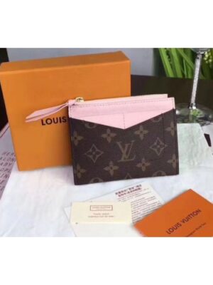 Louis Vuitton Replica M62257 LV Replica Zipped Card Holder Monogram Canvas Pink