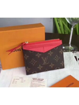 Louis Vuitton Replica M62257 LV Replica Zipped Card Holder Monogram Canvas Red