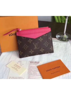 Louis Vuitton Replica M62257 LV Replica Zipped Card Holder Monogram Canvas Rosy