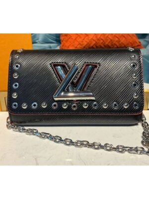 Louis Vuitton Replica M62306 LV Replica Twist Chain Wallet Black Epi Leather