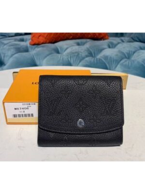 Louis Vuitton Replica M62540 LV Replica Iris Compact Wallets Black Mahina leather