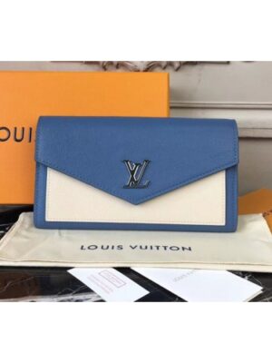 Louis Vuitton Replica M62544 Mylockme Calf Leather Wallet Blue/Beige