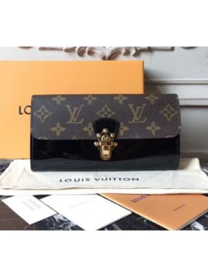 Louis Vuitton Replica M62558 Cherrywood Wallet Patent Leather With Monogram canvas Black