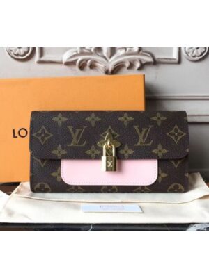 Louis Vuitton Replica M62566 Flower Lock Monogram Canvas Wallet Pink