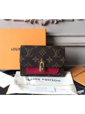 Louis Vuitton Replica M62567 Monogram Canvas Flower Lock Compact Wallet Red