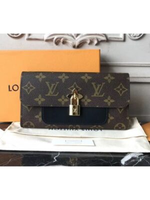 Louis Vuitton Replica M62577 Flower Lock Monogram Canvas Wallet Black