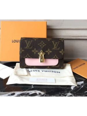 Louis Vuitton Replica M62578 Monogram Canvas Flower Lock Compact Wallet Pink