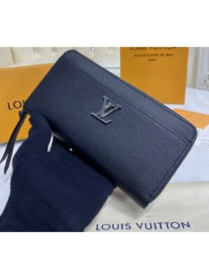 Louis Vuitton Replica M62622 LV Replica Lockme Zippy wallet in Black Calf leather