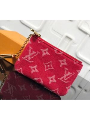 Louis Vuitton Replica M62650 LV Replica Monogram Denim Key Pouch Red