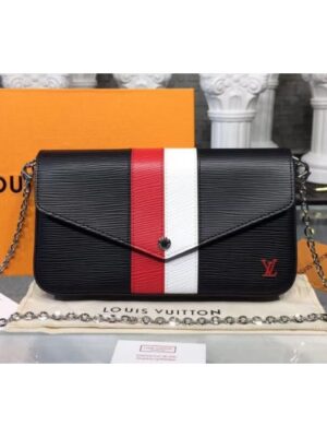 Louis Vuitton Replica M62982 LV Replica Pochette Felicie Epi Leather Bags Black