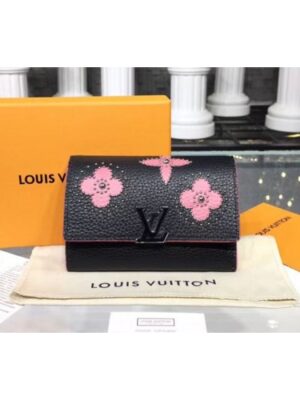 Louis Vuitton Replica M63222 LV Replica Taurillon Leather Capucines Compact Wallet Black