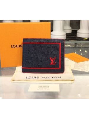 Louis Vuitton Replica M63416 LV Replica Multiple Wallet Taiga Leather Bleu marine