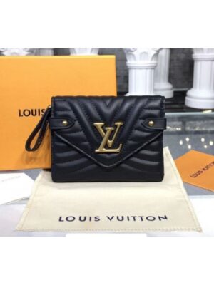 Louis Vuitton Replica M63427 LV Replica New Wave Compact Wallet Calf leather Black