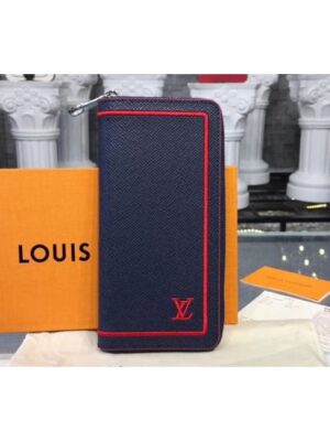 Louis Vuitton Replica M63434 LV Replica Brazza Wallet Taiga Leather Bleu marine