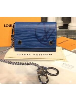 Louis Vuitton Replica M63518 LV Replica Rivets Chain Wallet Epi Leather Blue