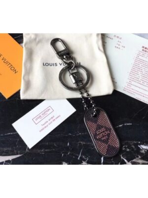 Louis Vuitton Replica M63618 LV Replica Tab Bag Charm and Key Holder Damier Ebene Canvas Black Hardware