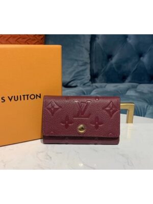 Louis Vuitton Replica M63708 LV Replica 6-Key Holder Bordeaux Monogram Empreinte leather