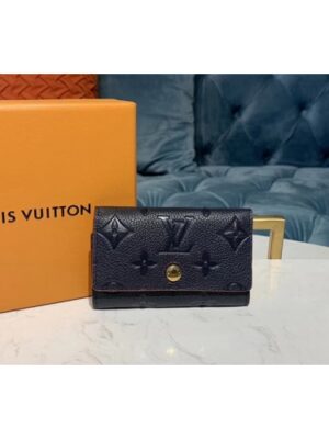 Louis Vuitton Replica M63708 LV Replica 6-Key Holder Navy Blue Monogram Empreinte leather