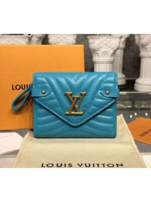 Louis Vuitton Replica M63730 LV Replica New Wave Compact Wallet Calf leather Blue