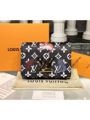 Louis Vuitton Replica M63889 LV Replica Transformed historic Monogram canvas Twist Compact Wallet Black